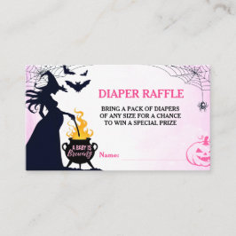 Halloween Witch Baby Shower Diaper Raffle Rosa Tilläggskort