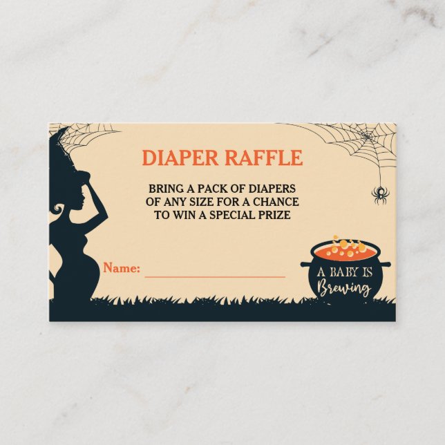 Halloween Witch Baby Shower Diaper Raffle Tilläggskort (Framsida)