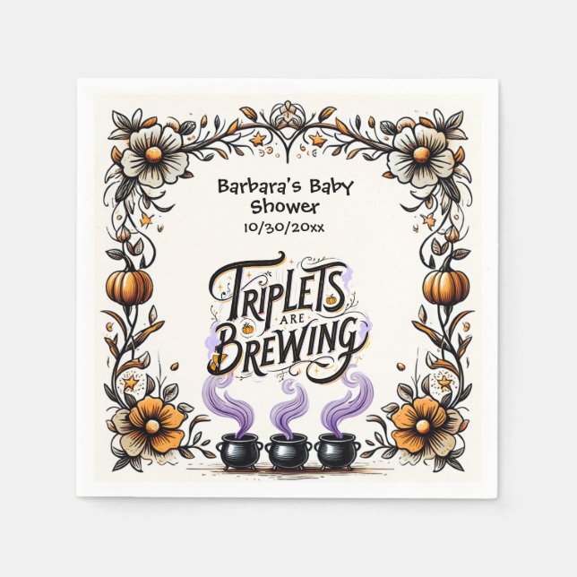 Halloween Witch Baby Shower - trippor brinner Pappersservett (Framsidan)