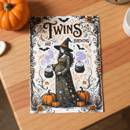 Halloween Witch Baby Shower - Twillingarna brinner Inbjudningar