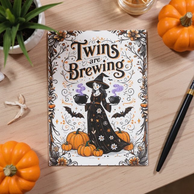 Halloween Witch Baby Shower - Twillingarna brinner Inbjudningar (Skapare uppladdad)