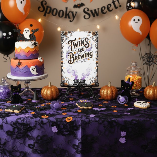 Halloween Witch Baby Shower - Twillingarna brinner Inbjudningar (Skapare uppladdad)