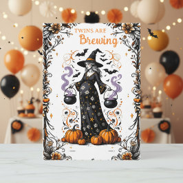 Halloween Witch Baby Shower - Twillingarna brinner Inbjudningar