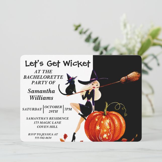 Halloween Witch Bachelorette Party-inbjudan Inbjudningar (Stående Fram)