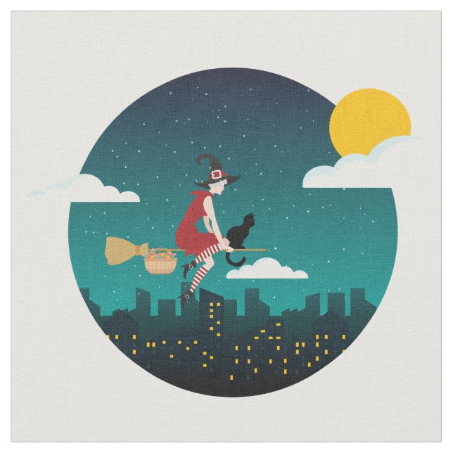 Halloween Witch Befana-väv Tyg (Närbild)