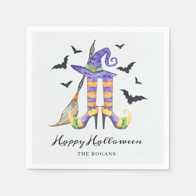 Halloween Witch Ben och Hat Pappersservett (Framsidan)