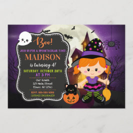 Halloween Witch Birthday-inbjudan Inbjudningar