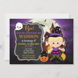 Halloween Witch Birthday-inbjudan Inbjudningar