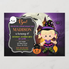 Halloween Witch Birthday-inbjudan Inbjudningar