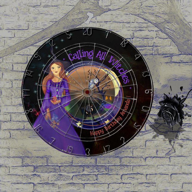 Halloween Witch Birthday Lila Darttavla (Halloween Witch Birthday Purple Dart Board)