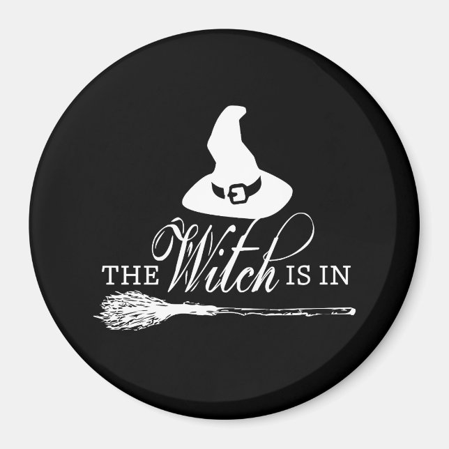 Halloween Witch Black and White Magnet (Framsidan)