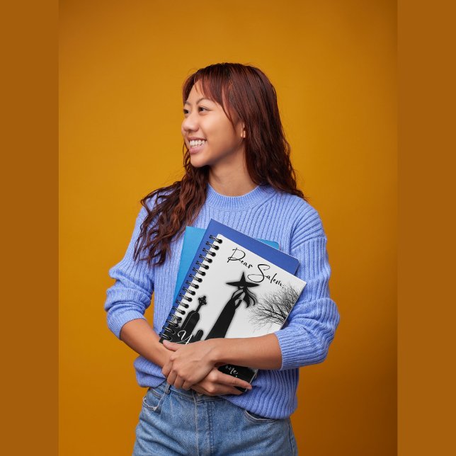 Halloween Witch Black and White Spiral Notebook Anteckningsbok (Cute Halloween Black & White Witch Spiral Notebook. )