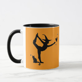 Halloween Witch Black Cat Yoga Heart Orange Cute Mugg