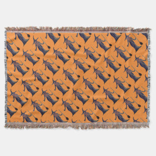 Halloween Witch Black Orange Mönster Spooky Filt