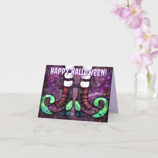 Halloween Witch Boots Personlig Greeting Card Kort (Orkide)
