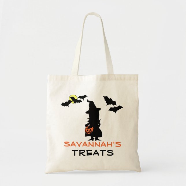 Halloween Witch Bus eller godis Bag Tygkasse (Framsidan)