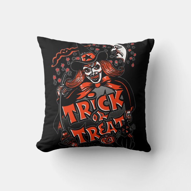 Halloween Witch Bus eller godis Kudde (Framsida)