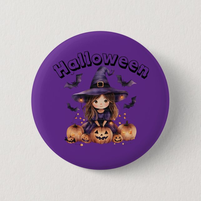 Halloween Witch Button Pin Knapp (Framsida)