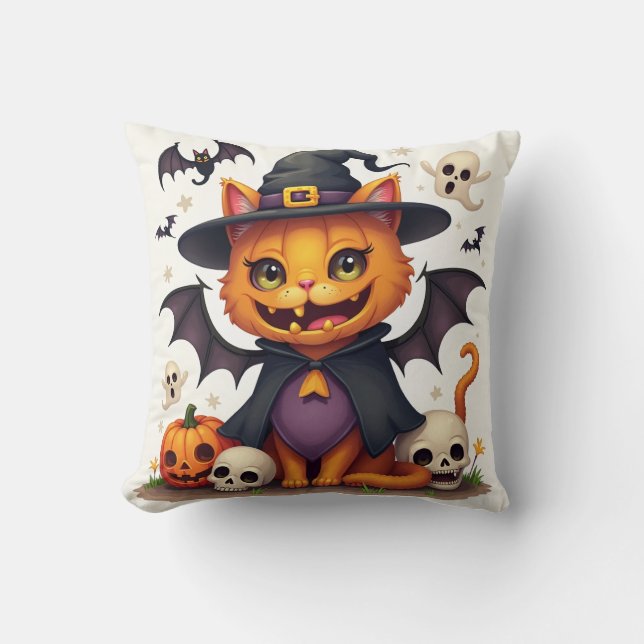Halloween Witch Cat Dekorativ kudde (Framsida)