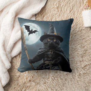 Halloween Witch Cat Dekorativ kudde