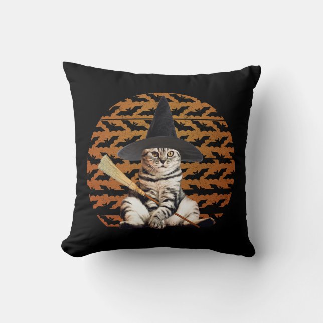 Halloween Witch Cat Kudde (Framsida)