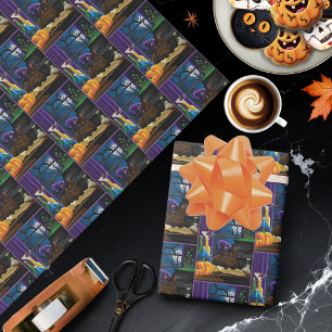 Halloween Witch Cat Lila Magic Presentpapper