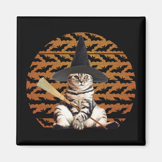Halloween Witch Cat Magnet (Framsidan)
