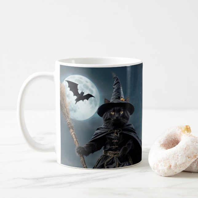 Halloween Witch Cat Mugg (Med munk)