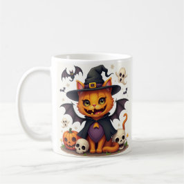 Halloween Witch Cat Mugg