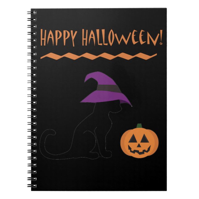 Halloween Witch Cat och Pumpkin Anteckningsbok (Framsidan)