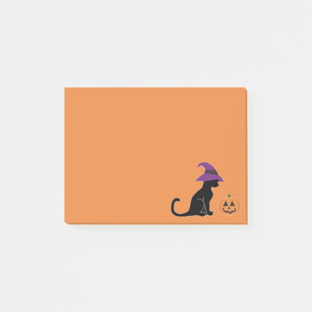 Halloween Witch Cat och Pumpkin Post-it Block (Framsida)