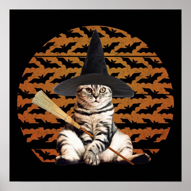 Halloween Witch Cat Poster (Framsidan)