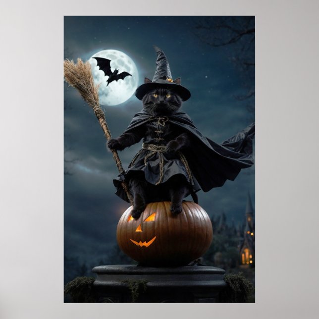 Halloween Witch Cat Poster (Framsidan)