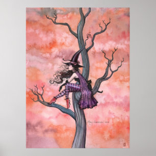Halloween Witch Cat Poster av Molly Harrison