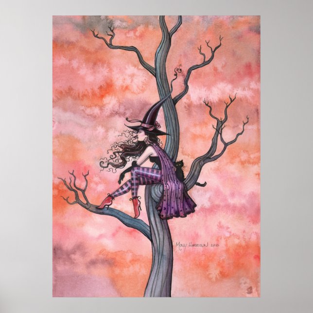 Halloween Witch Cat Poster av Molly Harrison (Framsidan)