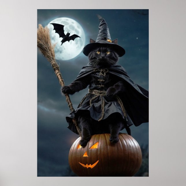 Halloween Witch Cat Poster (Closeup-version) (Framsidan)