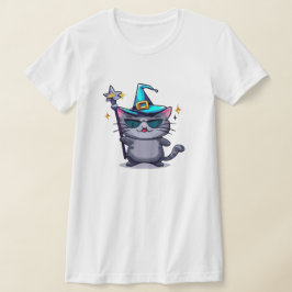 Halloween Witch Cats Holding Magic Trollspö Stars T Shirt