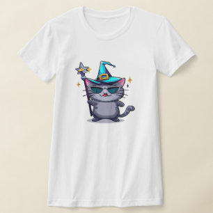 Halloween Witch Cats Holding Magic Trollspö Stars T Shirt