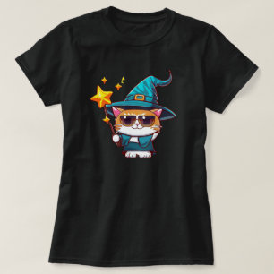 Halloween Witch Cats Holding Magic Trollspö Stars T Shirt