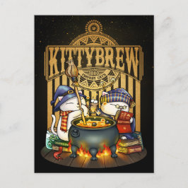 Halloween Witch Cats Kattunge Brew Helg Vykort