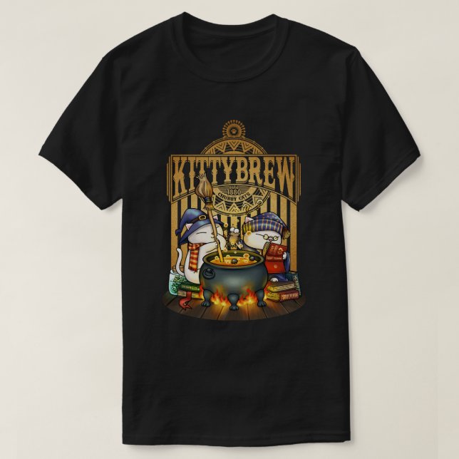 Halloween Witch Cats Kattunge Brew T Shirt (Design framsida)