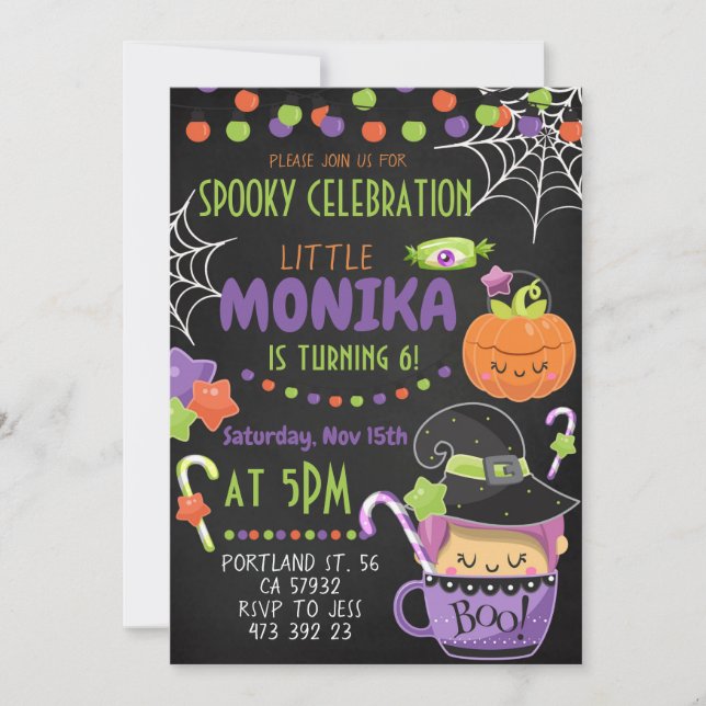 Halloween Witch Cauldron Birthday-inbjudan  Inbjudningar (Framsida)
