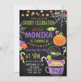 Halloween Witch Cauldron Birthday-inbjudan  Inbjudningar