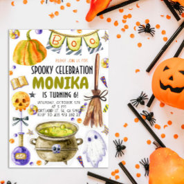 Halloween Witch Cauldron Birthday-inbjudan Inbjudningar