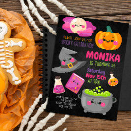 Halloween Witch Cauldron Birthday-inbjudan Inbjudningar