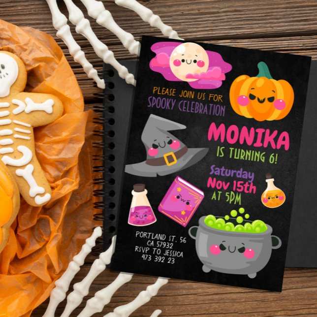 Halloween Witch Cauldron Birthday-inbjudan Inbjudningar (Skapare uppladdad)