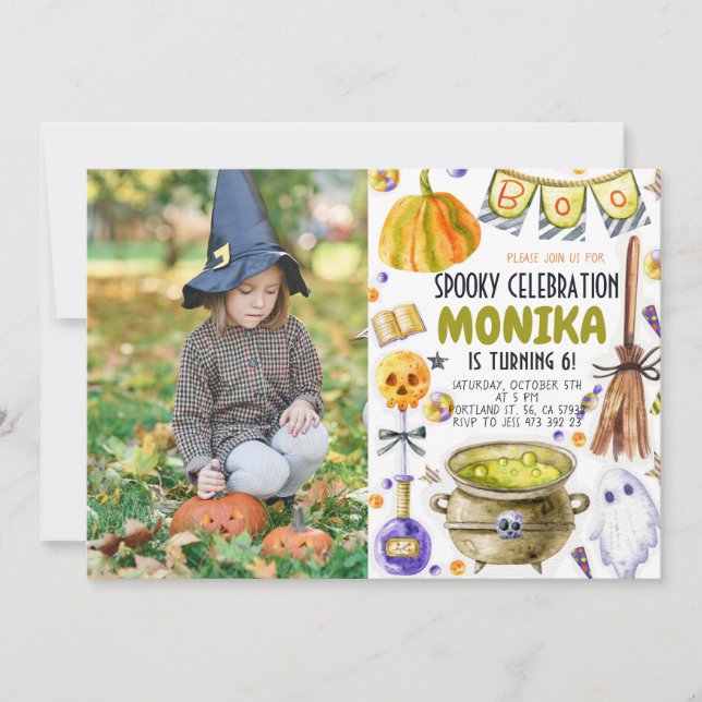 Halloween Witch Cauldron Birthday-inbjudan  Inbjudningar (Framsida)