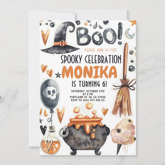 Halloween Witch Cauldron Birthday-inbjudan Inbjudningar (Framsida)
