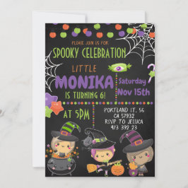 Halloween Witch Cauldron Birthday-inbjudan Inbjudningar
