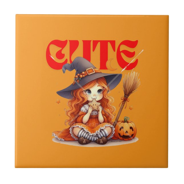 Halloween Witch Ceramic Tile Kakelplatta (Framsidan)